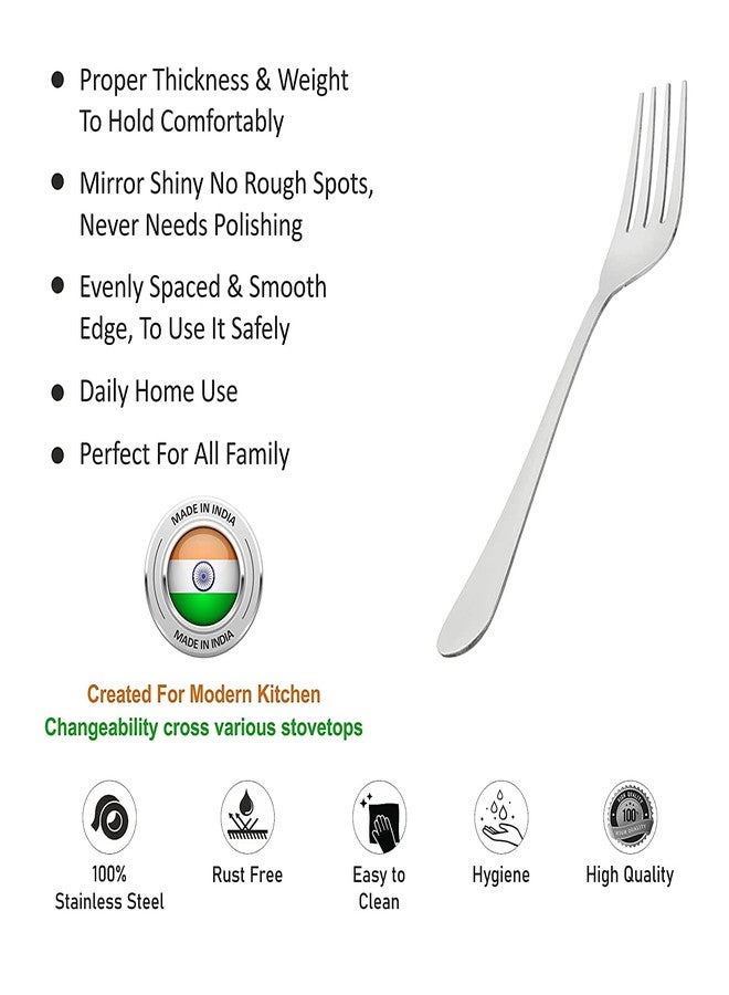 MARWALL 12 Piece Set Stainless Steel Table Fork Set, Dinner Fork Set, Medium Size Fork (Contains: 12 Table Fork), Silver - Image 3
